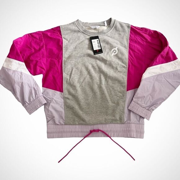 Peloton NWT Size Small Pullover‎ Sweatshirt Pink Purple Gray Athletic Top - Picture 1 of 7